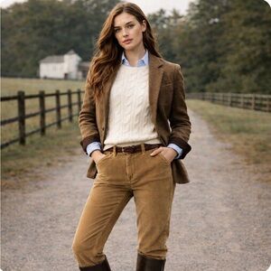Ralph Lauren Camel Corduroy Pants Women’s 10 Straight Leg Y2K Preppy Equestrian